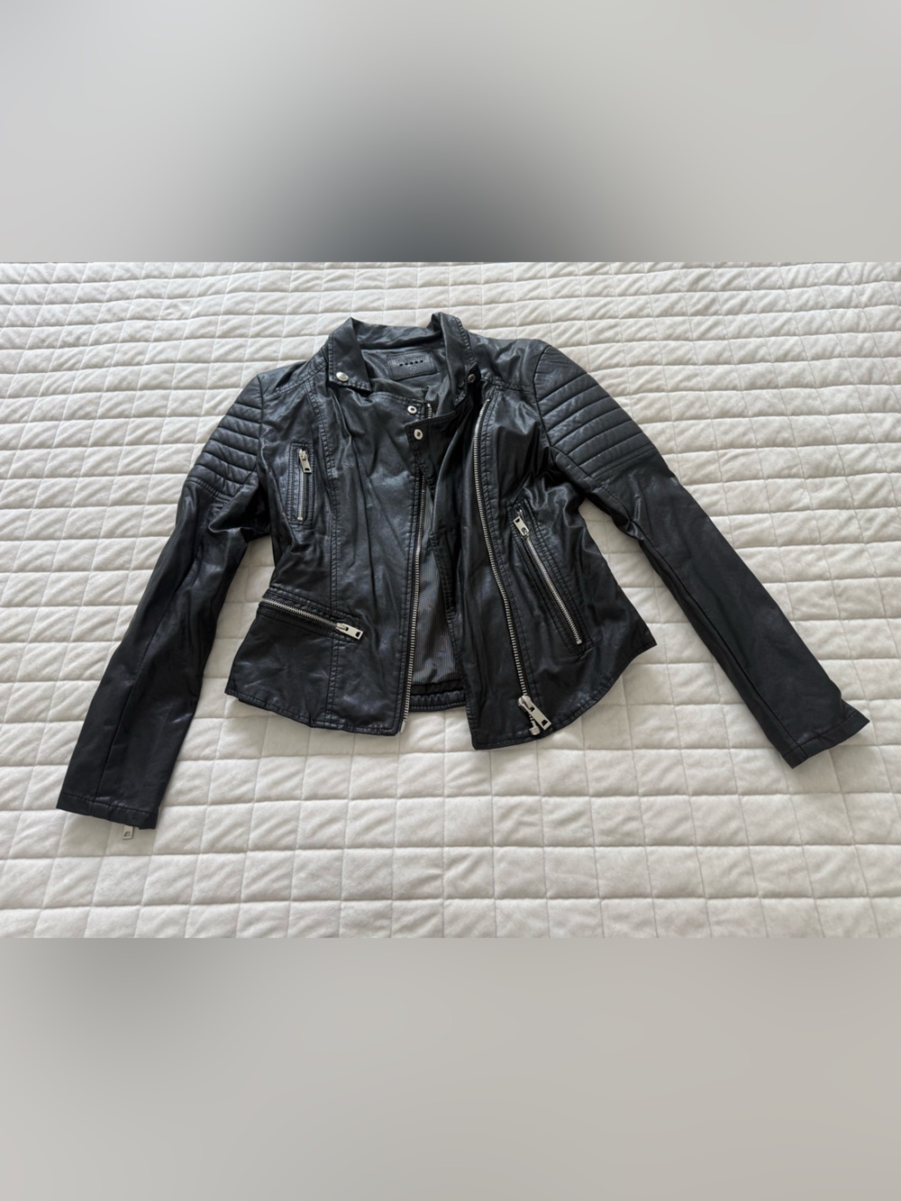 Blank NYC Black Quilted Moto Faux Leather Jacket